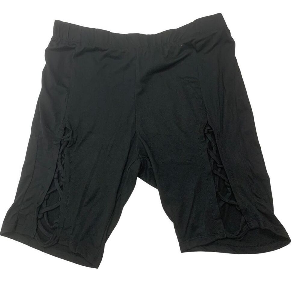 Plus Size Lace Up Biker Shorts